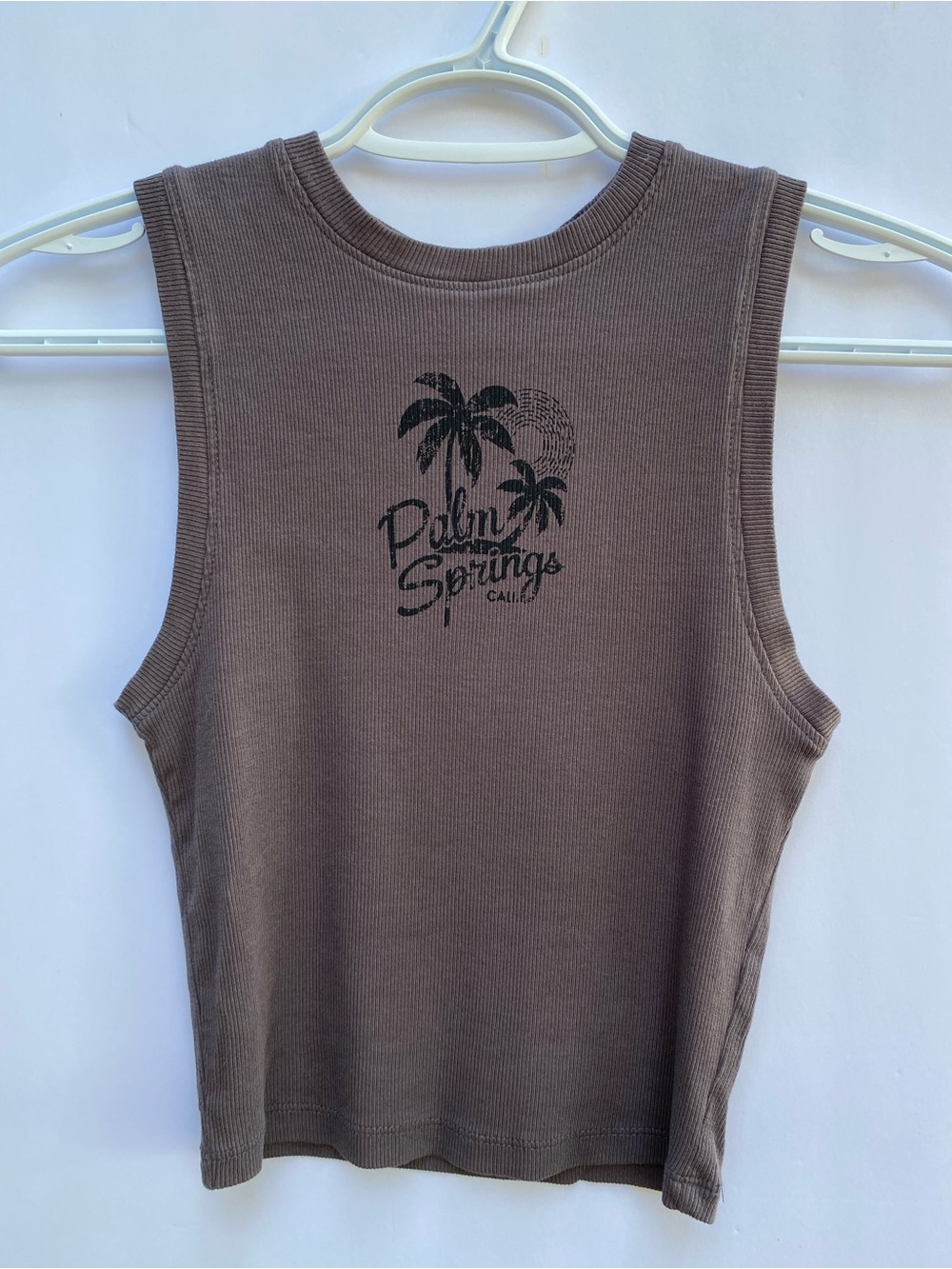 Palm Springs Graphic Ribbed Tank Top